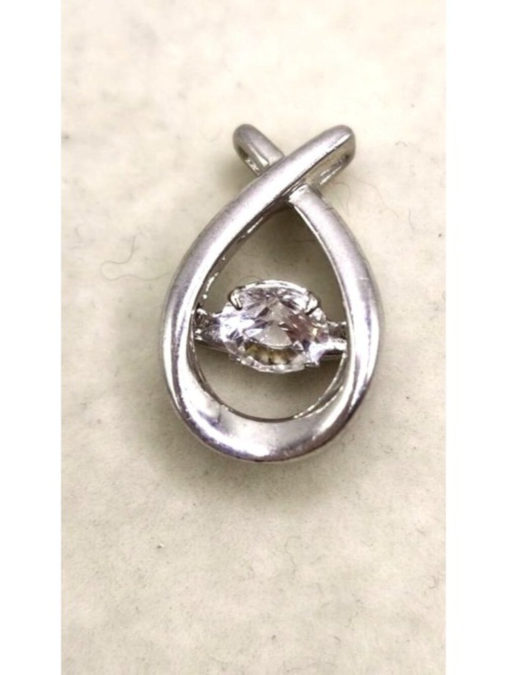Sterling Silver 925 Pendant With Floating Crystal